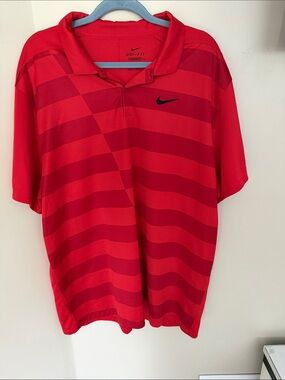 Nike Red Striped Men’s Dri-FIT Polo